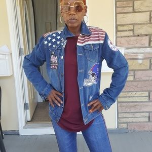 NEW YORK GIANTS PATCH DENIM JACKETS